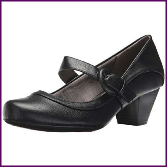 Women's Mary Jane Pumps, 1 7/8 Inch Heel, Faux Leather, Adjustable Buckle - Picture 2 of 8
